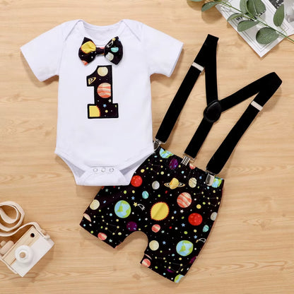 My First Birthday Boys Outfits for Baby Summer Newborn Clothes Baby Boy Sets Party Cake Smash Outfits for Kids Boy Suits